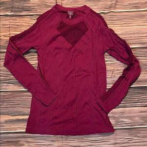 Athleta Oxygen Top XL Long Sleeve Seamless Ribbed Mesh Activewear Athletic